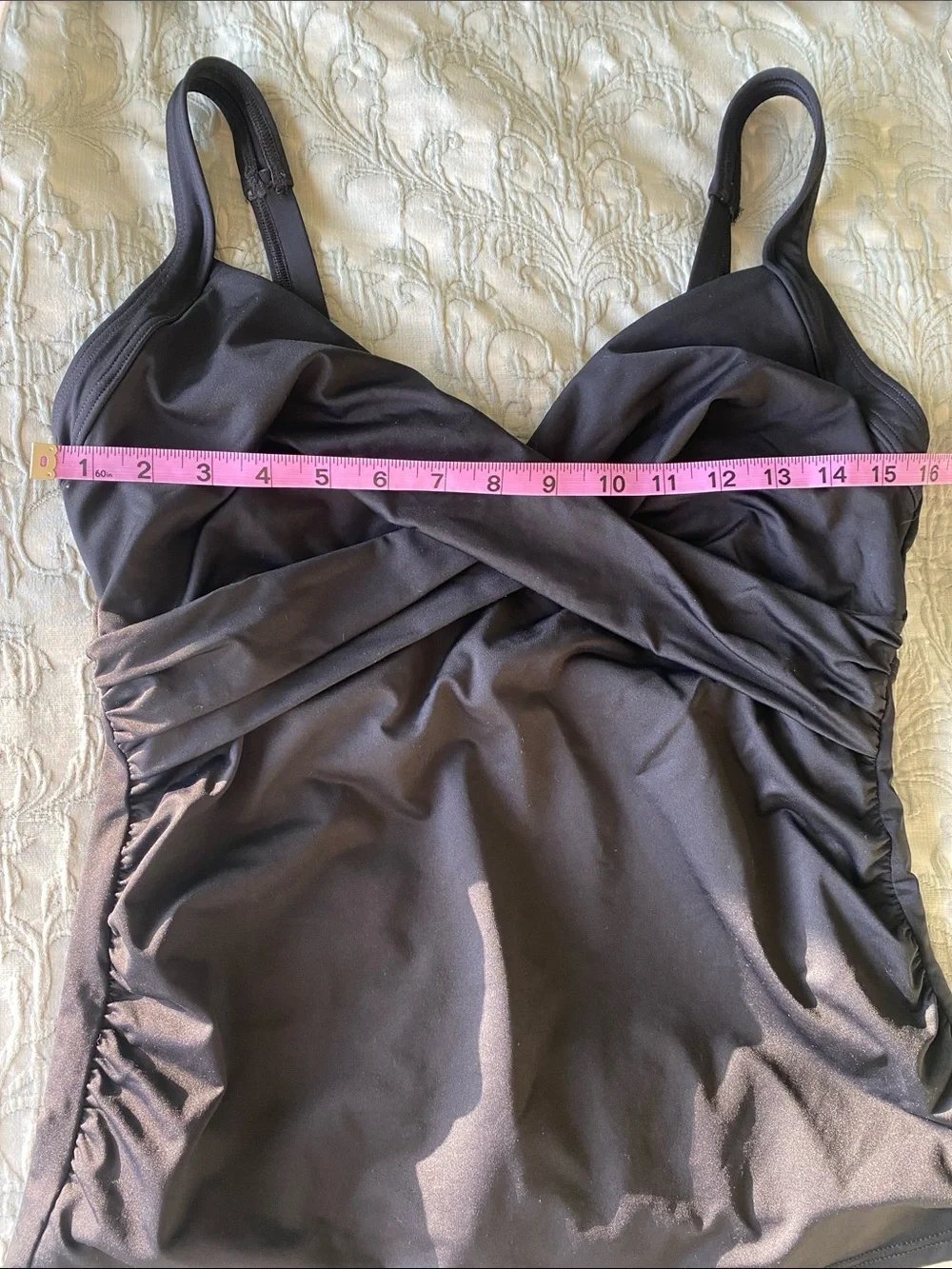 Lands End Black Tankini Swim Top - DDD with Underwire